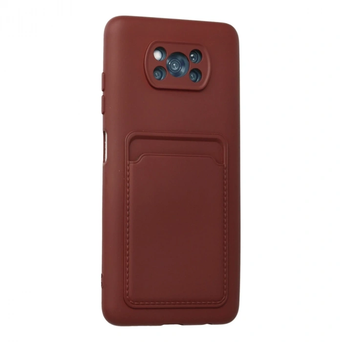 Xiaomi Pocophone X3 Kılıf Kelvin Kartvizitli Silikon - Bordo