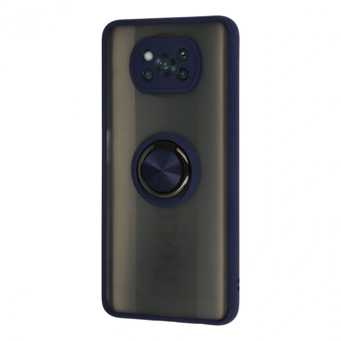 Xiaomi Pocophone X3 Kılıf Montreal Yüzüklü Silikon Kapak - Lacivert