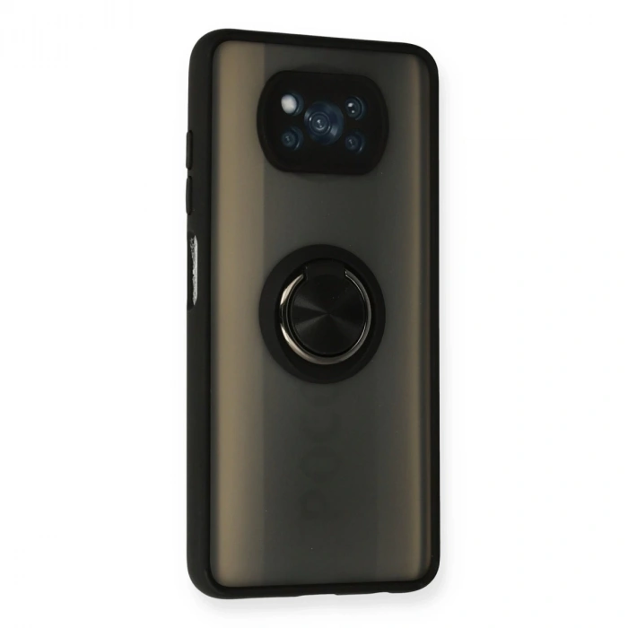 Xiaomi Pocophone X3 Kılıf Montreal Yüzüklü Silikon Kapak - Siyah