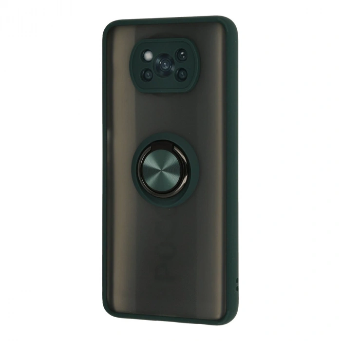 Xiaomi Pocophone X3 Kılıf Montreal Yüzüklü Silikon Kapak - Yeşil