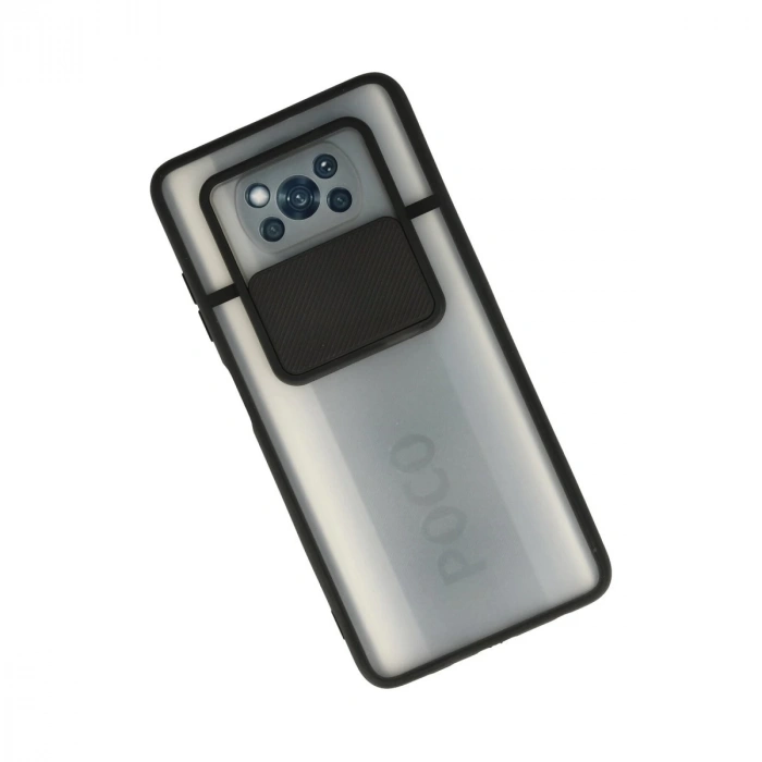 Xiaomi Pocophone X3 Kılıf Palm Buzlu Kamera Sürgülü Silikon - Siyah