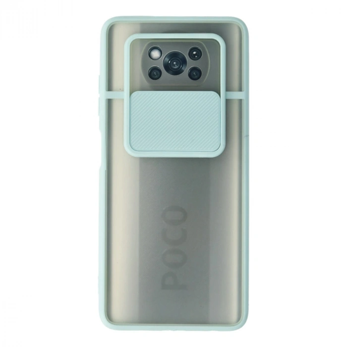 Xiaomi Pocophone X3 Kılıf Palm Buzlu Kamera Sürgülü Silikon - Turkuaz