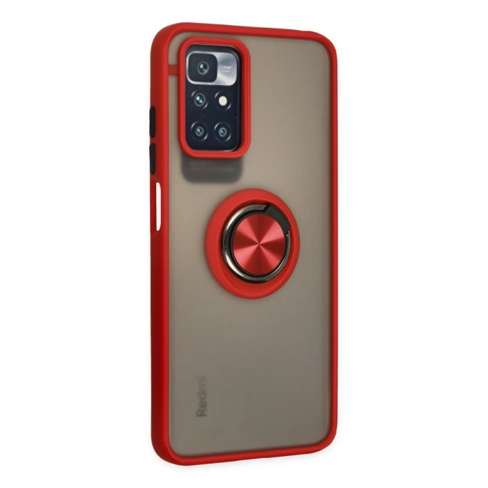 Xiaomi Redmi 10 2022 Kılıf Montreal Yüzüklü Silikon Kapak - Kırmızı