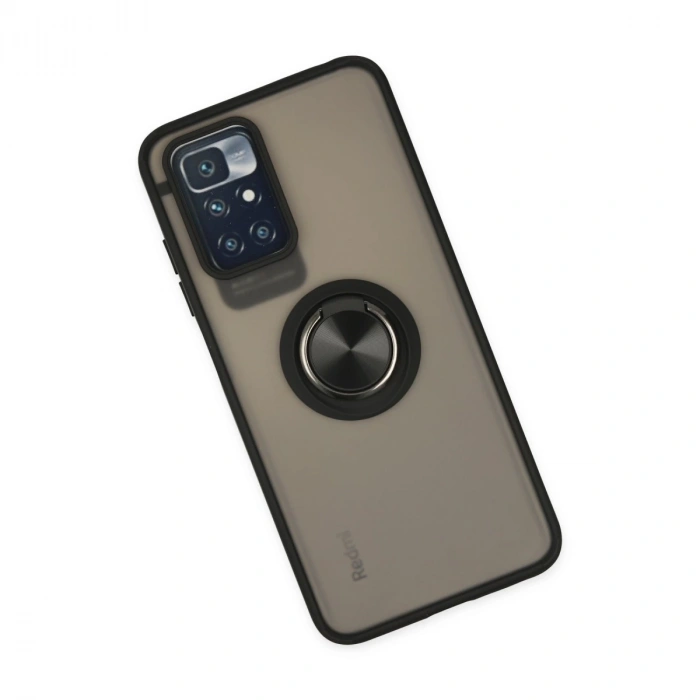 Xiaomi Redmi 10 2022 Kılıf Montreal Yüzüklü Silikon Kapak - Siyah