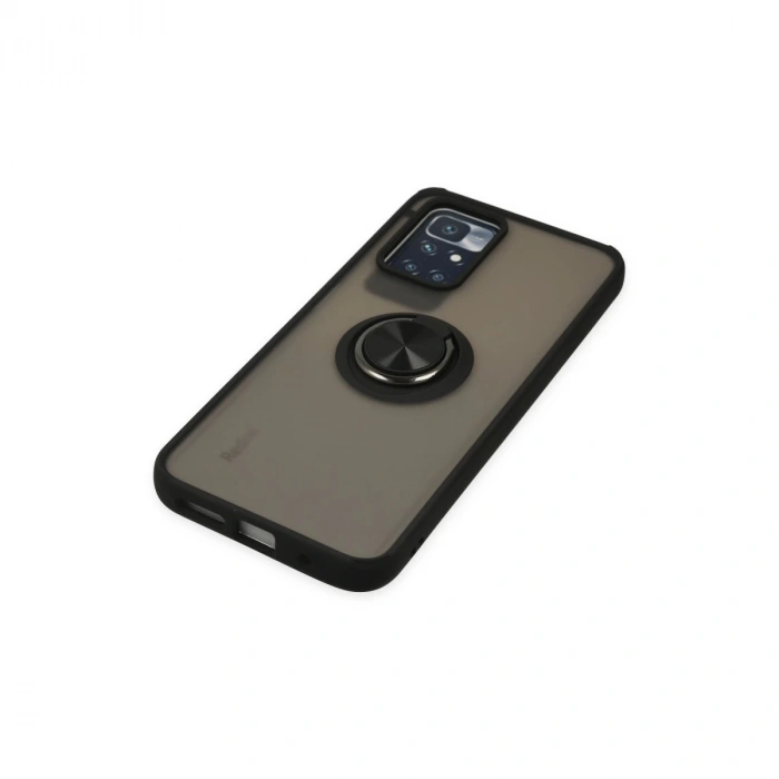 Xiaomi Redmi 10 2022 Kılıf Montreal Yüzüklü Silikon Kapak - Siyah