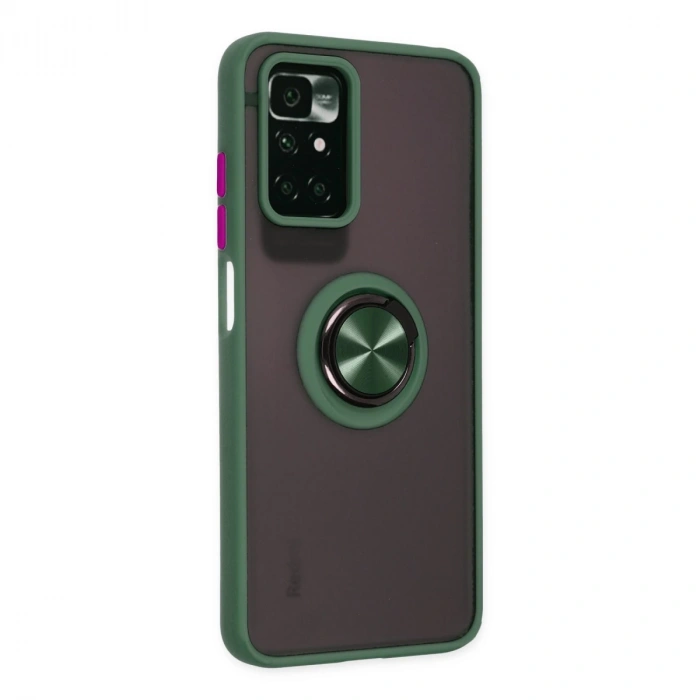 Xiaomi Redmi 10 2022 Kılıf Montreal Yüzüklü Silikon Kapak - Yeşil