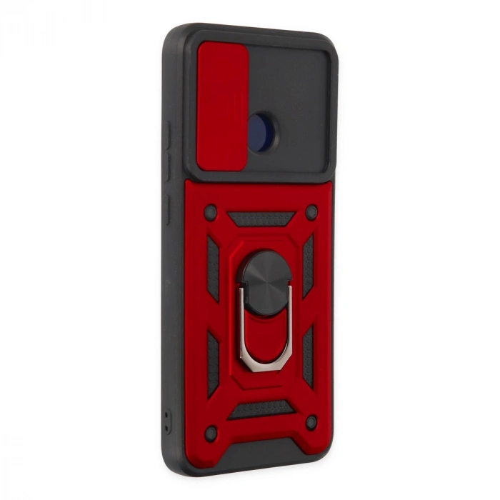 Xiaomi Redmi 10c Kılıf Pars Lens Yüzüklü Silikon - Kırmızı