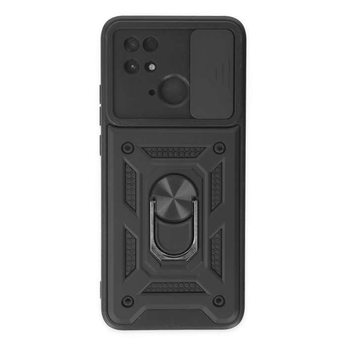 Xiaomi Redmi 10c Kılıf Pars Lens Yüzüklü Silikon - Siyah