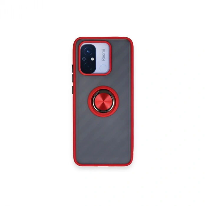 Xiaomi Redmi 12c Kılıf Montreal Yüzüklü Silikon Kapak - Kırmızı