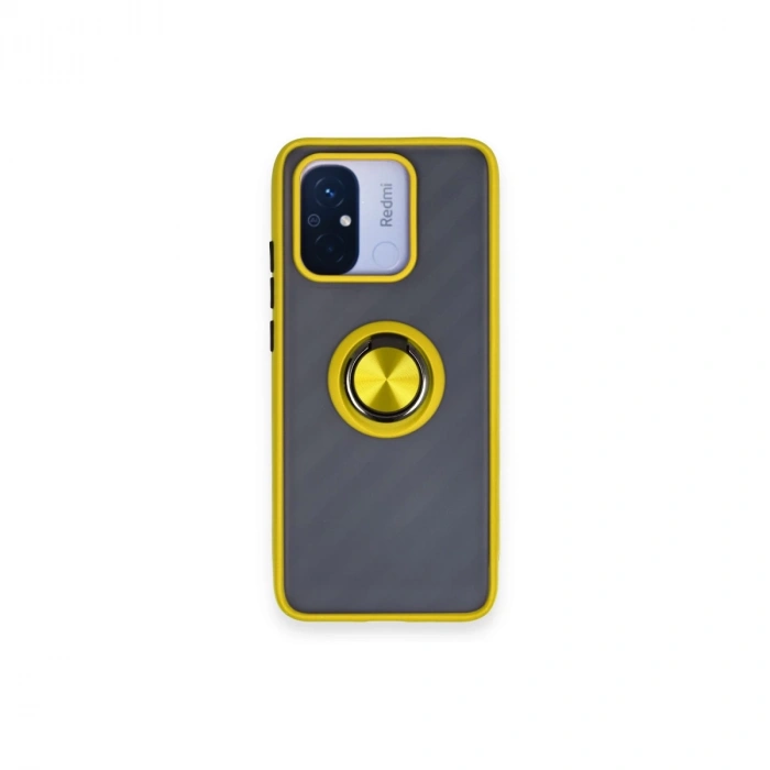 Xiaomi Redmi 12c Kılıf Montreal Yüzüklü Silikon Kapak - Sarı