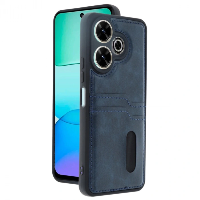 Xiaomi Redmi 13 4g Kılıf Sara Kartvizitli Deri Kılıf - Lacivert