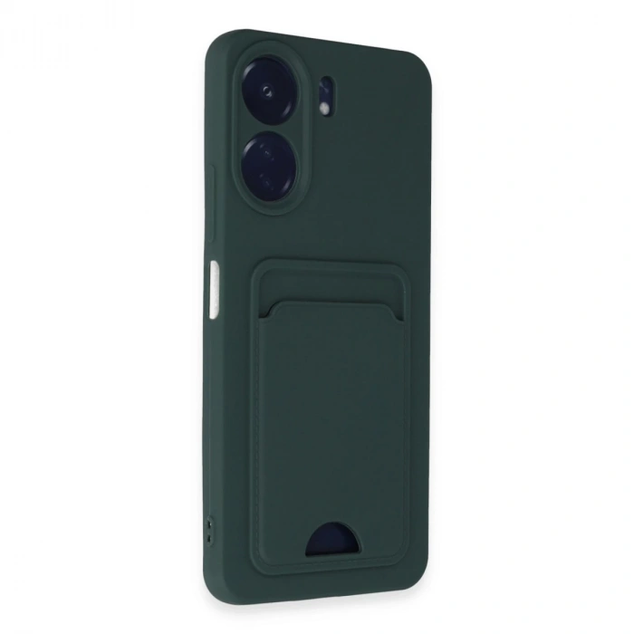 Xiaomi Redmi 13c Kılıf Kelvin Kartvizitli Silikon - Koyu Yeşil
