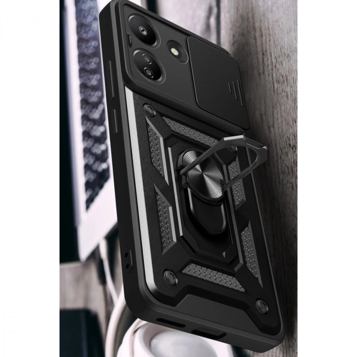 Xiaomi Redmi 13c Kılıf Pars Lens Yüzüklü Silikon - Yeşil