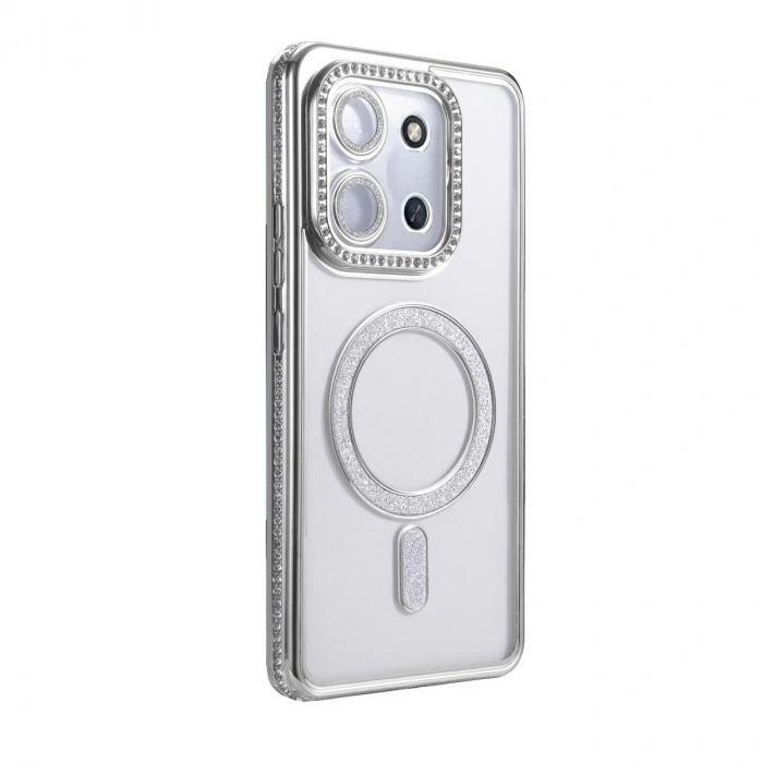 Xiaomi Redmi 15c 4g Joke Simli Magneticsafe Kılıf - Gümüş