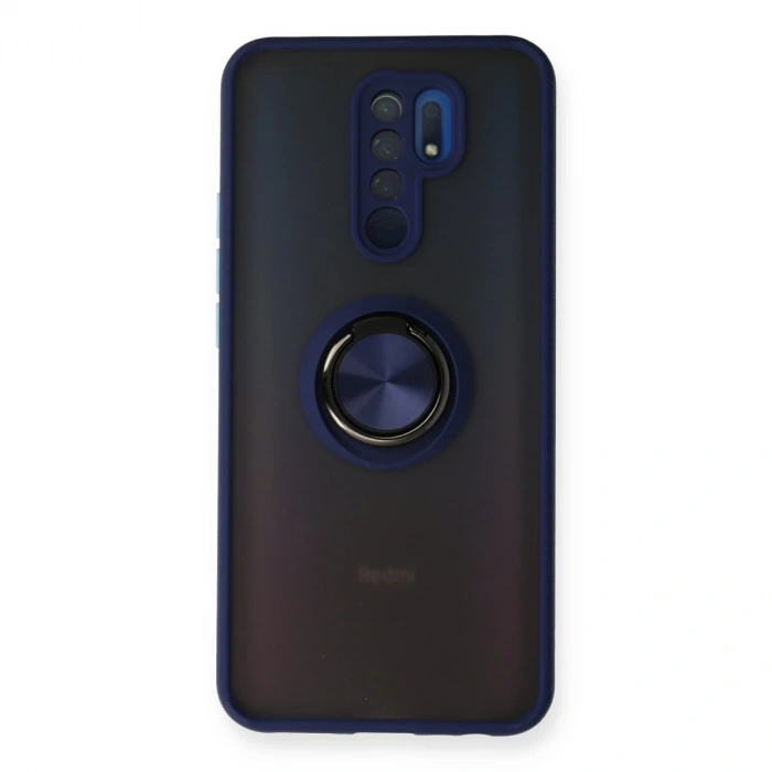 Xiaomi Redmi 9 Kılıf Montreal Yüzüklü Silikon Kapak - Lacivert