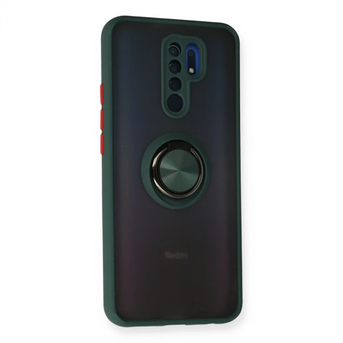 Xiaomi Redmi 9 Kılıf Montreal Yüzüklü Silikon Kapak - Yeşil