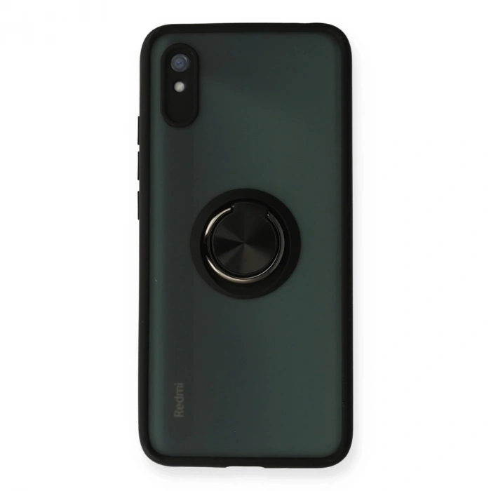 Xiaomi Redmi 9a Kılıf Montreal Yüzüklü Silikon Kapak - Siyah