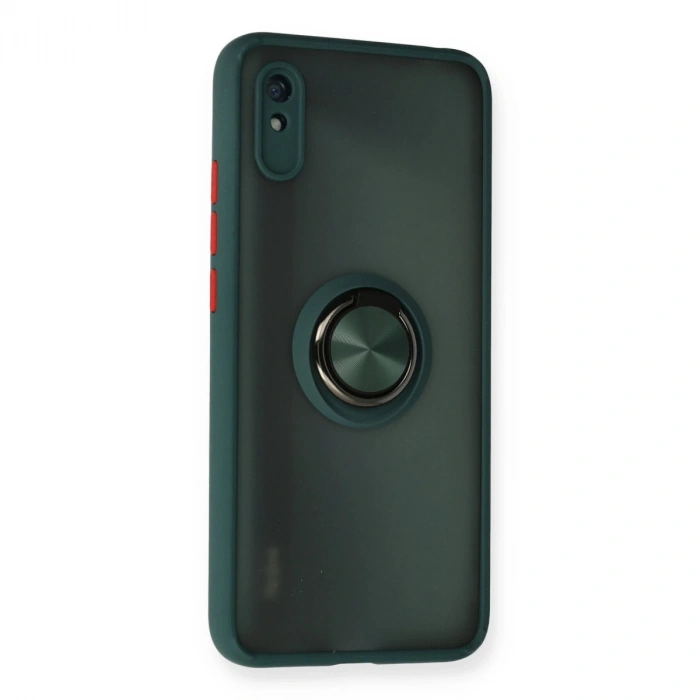 Xiaomi Redmi 9a Kılıf Montreal Yüzüklü Silikon Kapak - Yeşil