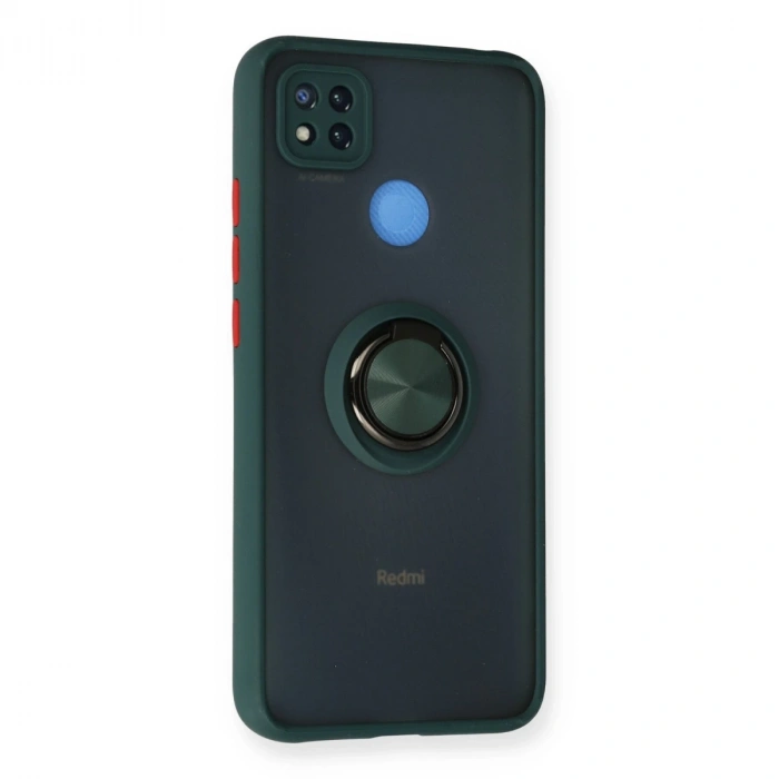 Xiaomi Redmi 9c Kılıf Montreal Yüzüklü Silikon Kapak - Yeşil