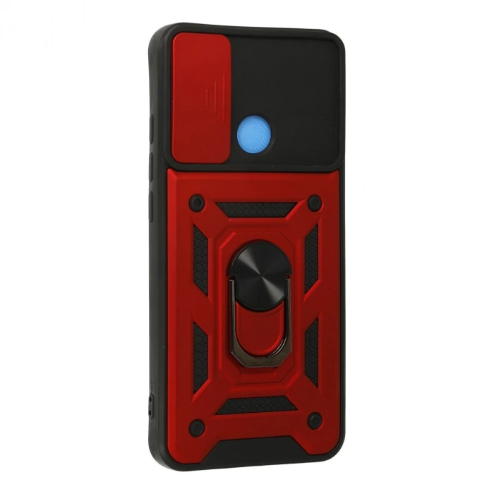 Xiaomi Redmi 9c Kılıf Pars Lens Yüzüklü Silikon - Kırmızı