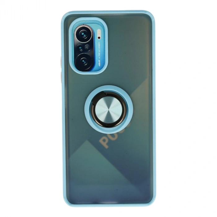 Xiaomi Redmi K40 Kılıf Montreal Yüzüklü Silikon Kapak - Buz Mavi