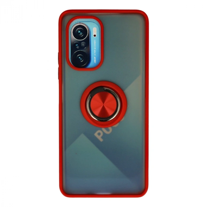 Xiaomi Redmi K40 Kılıf Montreal Yüzüklü Silikon Kapak - Kırmızı