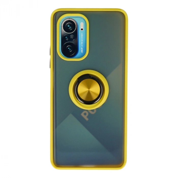 Xiaomi Redmi K40 Kılıf Montreal Yüzüklü Silikon Kapak - Sarı