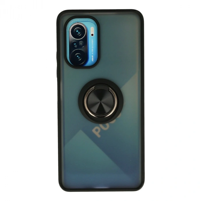 Xiaomi Redmi K40 Kılıf Montreal Yüzüklü Silikon Kapak - Siyah