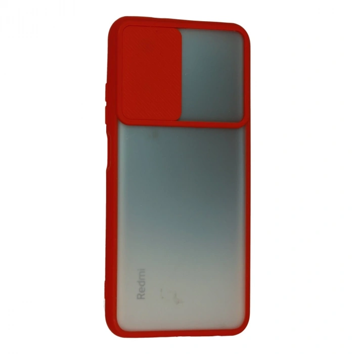 Xiaomi Redmi Note 10 Kılıf Palm Buzlu Kamera Sürgülü Silikon - Kırmızı
