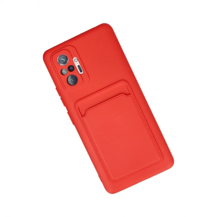 Xiaomi Redmi Note 10 Pro Kılıf Kelvin Kartvizitli Silikon - Kırmızı