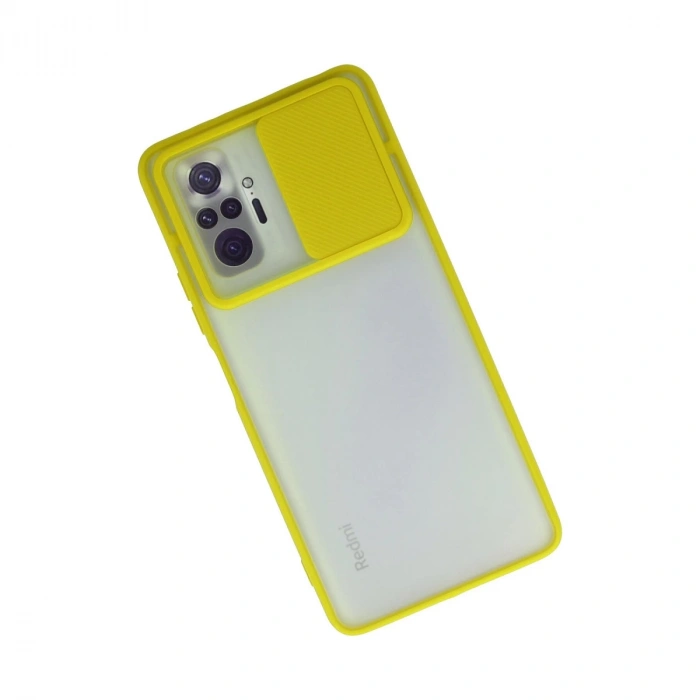 Xiaomi Redmi Note 10 Pro Kılıf Palm Buzlu Kamera Sürgülü Silikon - Sarı