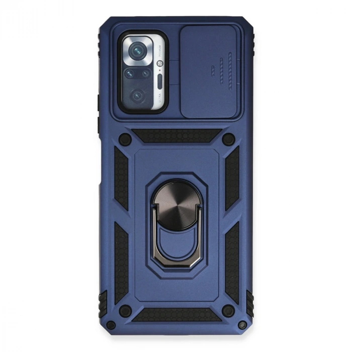 Xiaomi Redmi Note 10 Pro Kılıf Pars Lens Yüzüklü Silikon - Lacivert