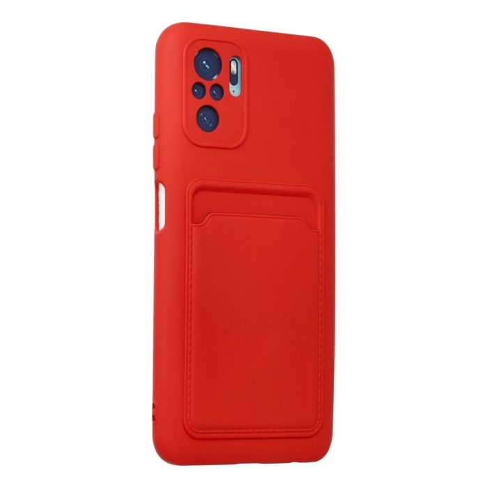 Xiaomi Redmi Note 10s Kılıf Kelvin Kartvizitli Silikon - Kırmızı