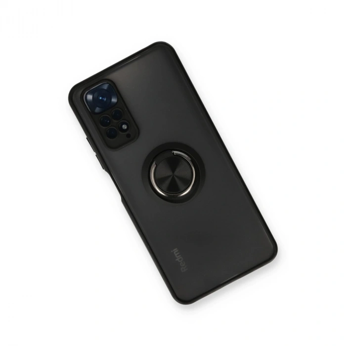Xiaomi Redmi Note 11 Kılıf Montreal Yüzüklü Silikon Kapak - Siyah