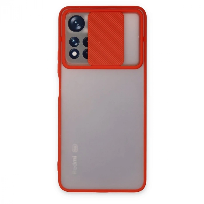 Xiaomi Redmi Note 11 Pro Plus 5g Kılıf Palm Buzlu Kamera Sürgülü Silikon - Kırmızı