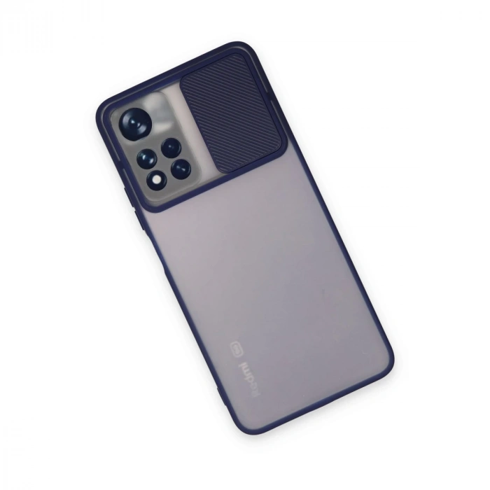 Xiaomi Redmi Note 11t Kılıf Palm Buzlu Kamera Sürgülü Silikon - Lacivert
