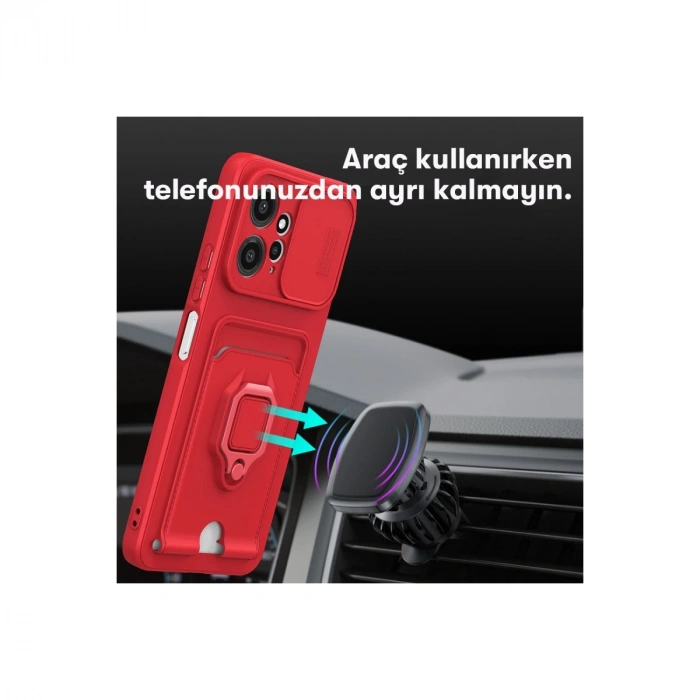 Xiaomi Redmi Note 12 4g Kılıf Zuma Kartvizitli Yüzüklü Silikon - Pembe