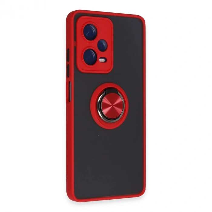 Xiaomi Redmi Note 12 5g Kılıf Montreal Yüzüklü Silikon Kapak - Kırmızı
