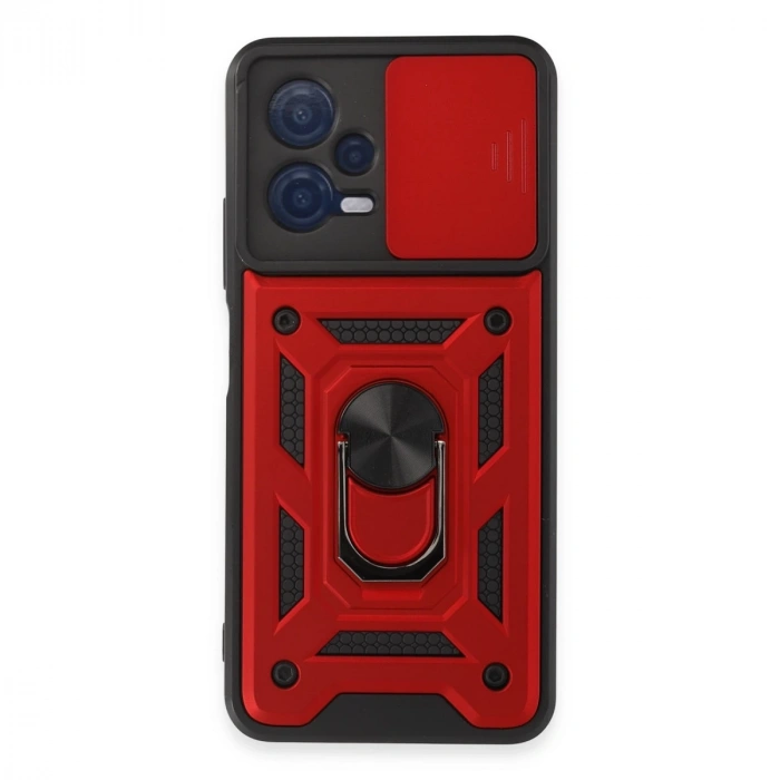 Xiaomi Redmi Note 12 5g Kılıf Pars Lens Yüzüklü Silikon - Kırmızı