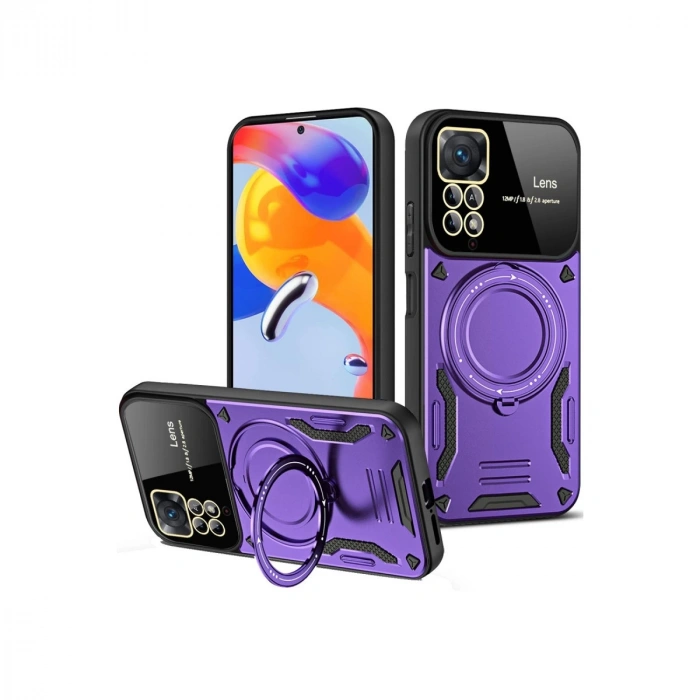Xiaomi Redmi Note 12 Pro 4g Kılıf Joy Lens Standlı Kapak - Mor