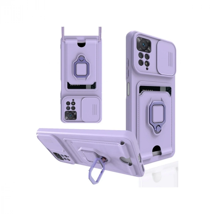 Xiaomi Redmi Note 12 Pro 4g Kılıf Zuma Kartvizitli Yüzüklü Silikon - Lila