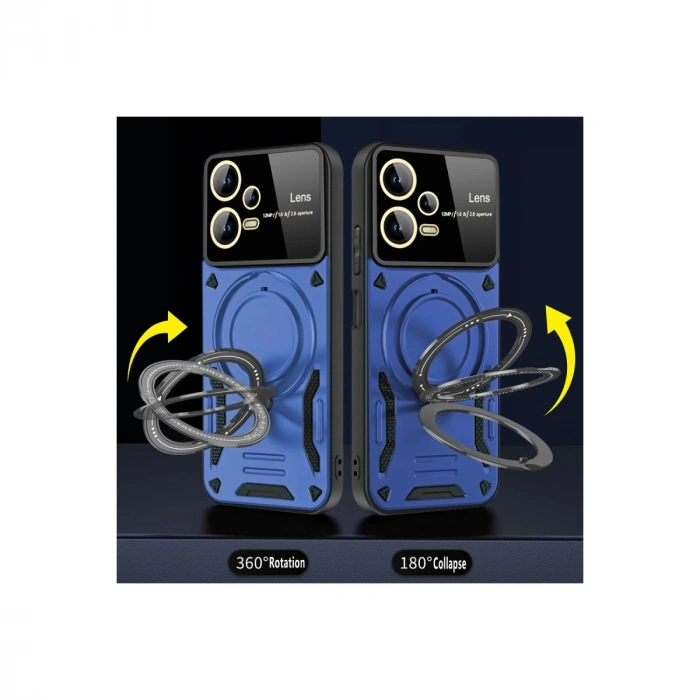 Xiaomi Redmi Note 12 Pro 5g Kılıf Joy Lens Standlı Kapak - Lacivert