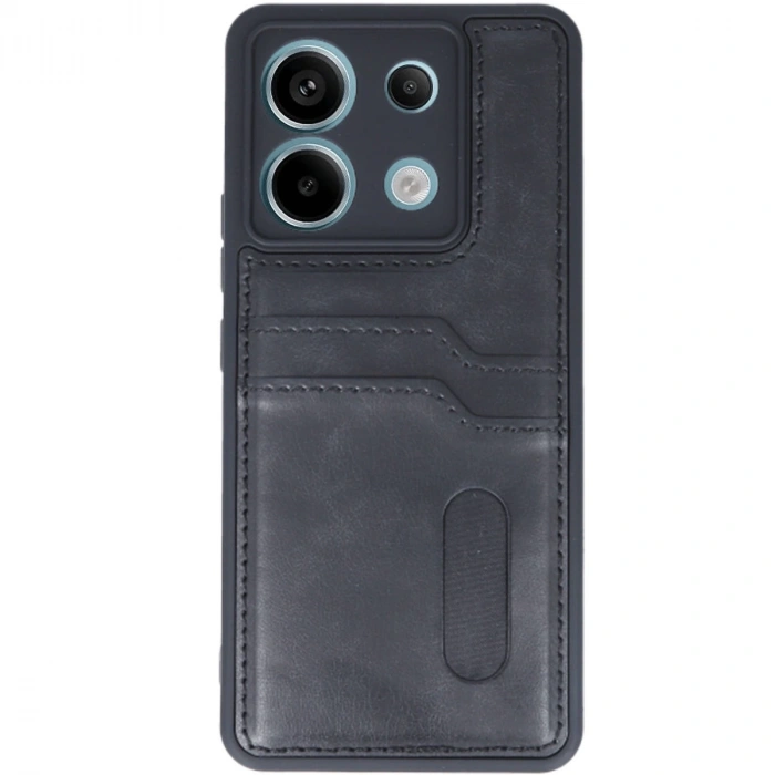 Xiaomi Redmi Note 13 Pro 4g Kılıf Sara Kartvizitli Deri Kılıf - Siyah