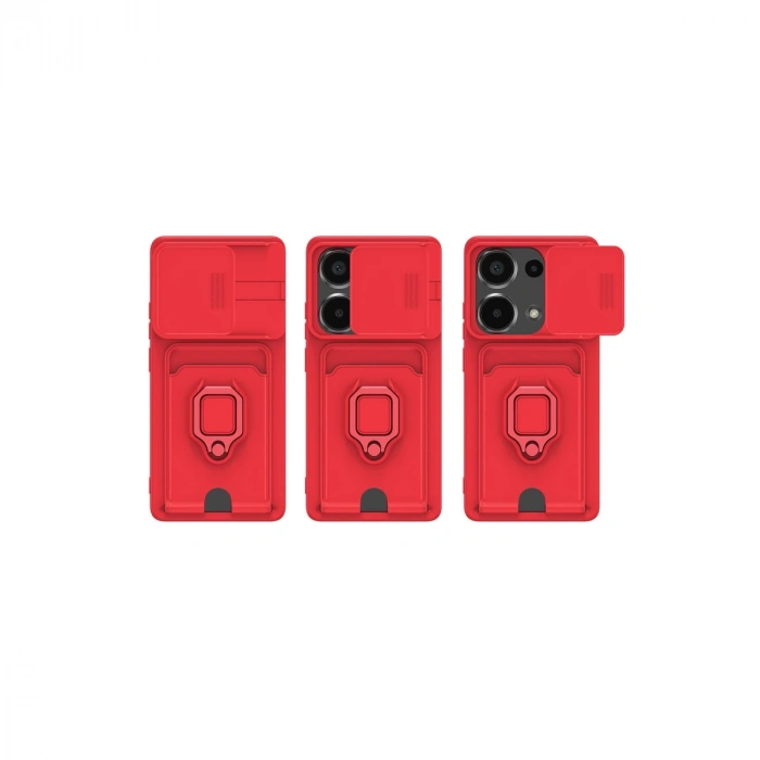 Xiaomi Redmi Note 13 Pro 4g Kılıf Zuma Kartvizitli Yüzüklü Silikon - Lacivert