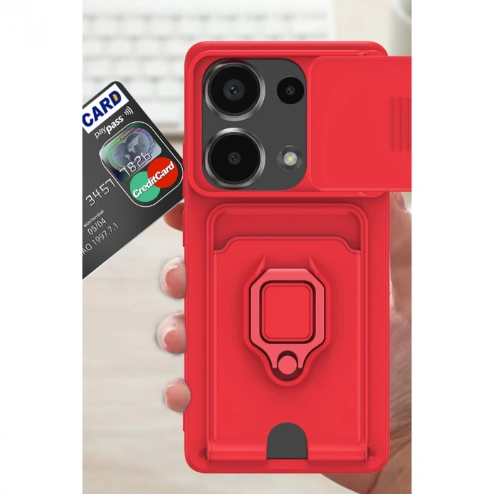 Xiaomi Redmi Note 13 Pro 4g Kılıf Zuma Kartvizitli Yüzüklü Silikon - Lila