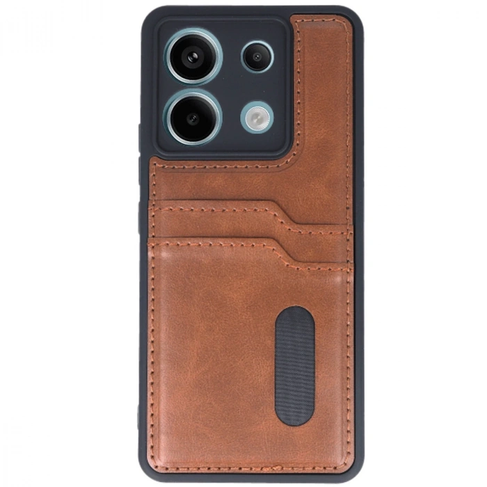 Xiaomi Redmi Note 13 Pro 5g Kılıf Sara Kartvizitli Deri Kılıf - Taba