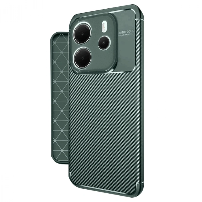 Xiaomi Redmi Note 14 4g Kılıf Auto Focus Karbon Kapak - Koyu Yeşil