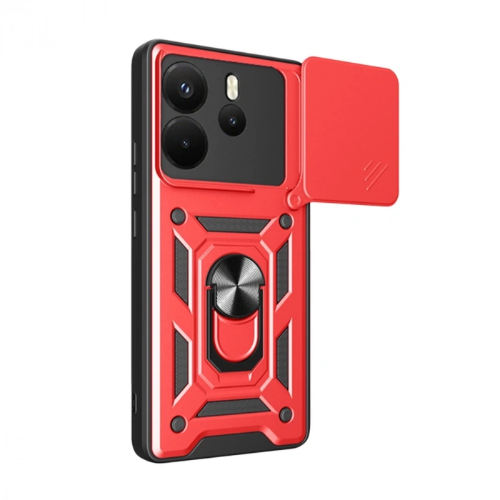 Xiaomi Redmi Note 14 4g Pars Lens Yüzüklü Silikon - Kırmızı