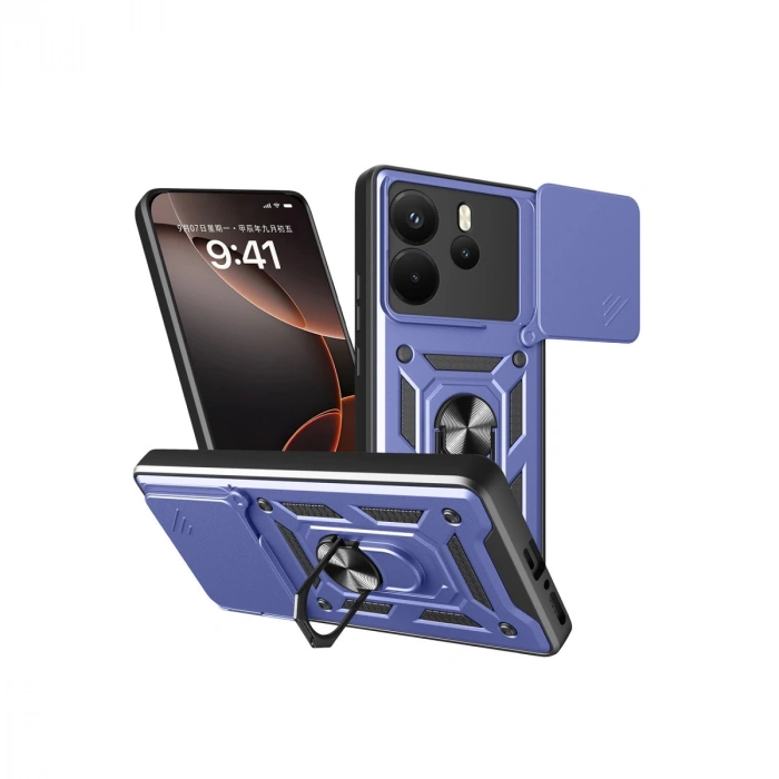 Xiaomi Redmi Note 14 4g Pars Lens Yüzüklü Silikon - Lacivert