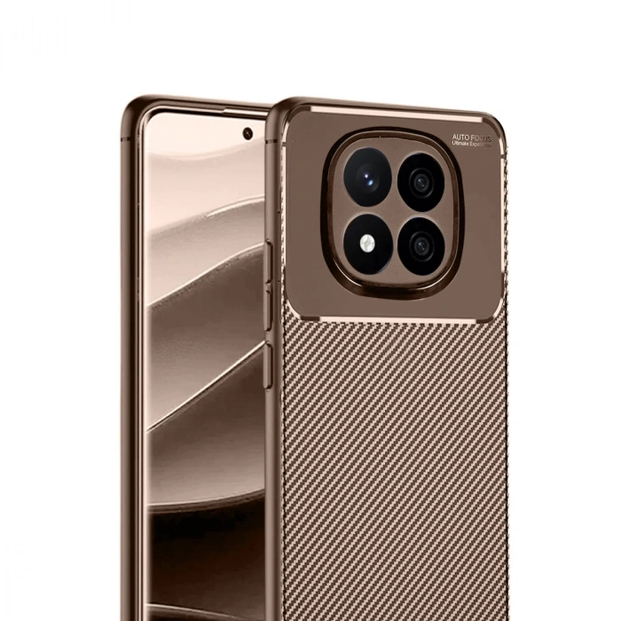 Xiaomi Redmi Note 14 Pro 5g Kılıf Auto Focus Karbon Kapak - Kahverengi